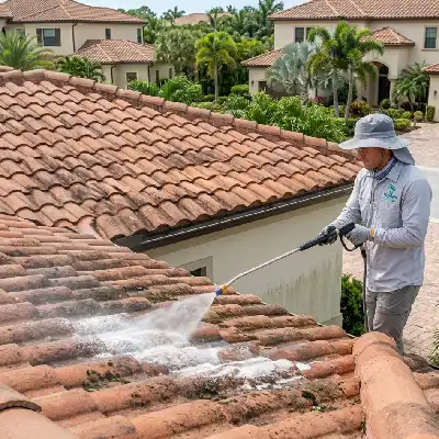 Safe tile roof cleaning